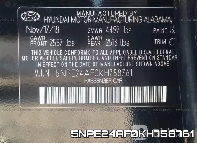 5NPE24AF0KH758761 фото 9