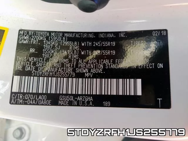 5TDYZRFH1JS255779 фото 2