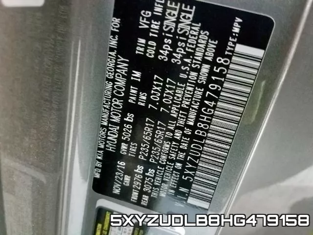 5XYZUDLB8HG479158 фото 2
