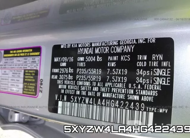 5XYZW4LA4HG422439 фото 8