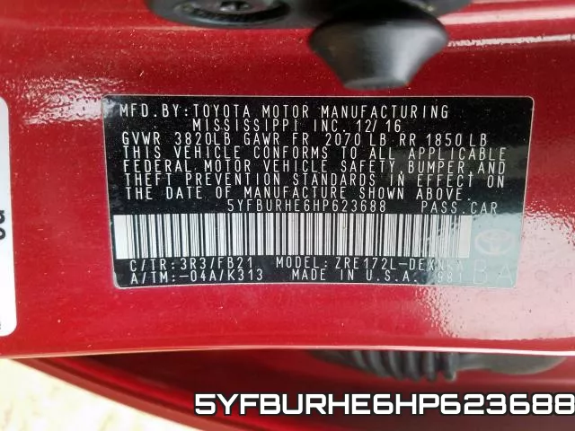 5YFBURHE6HP623688 фото 2