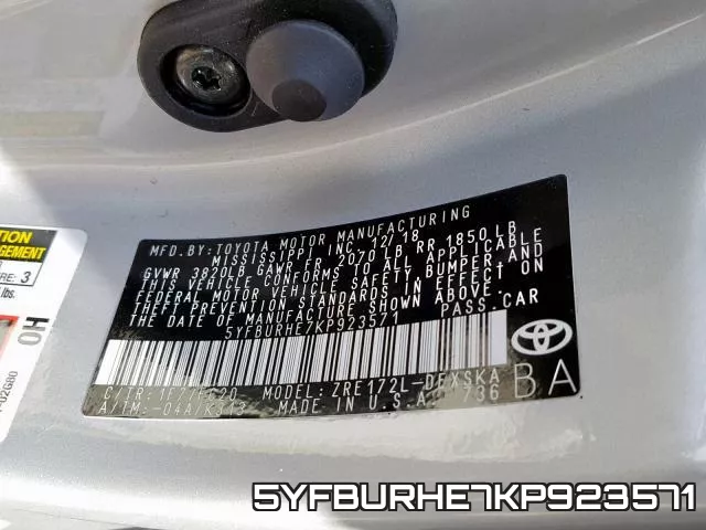 5YFBURHE7KP923571 фото 2