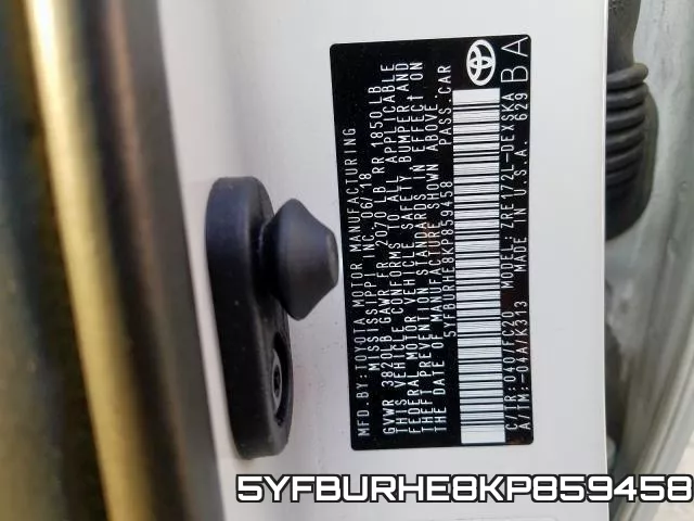 5YFBURHE8KP859458 фото 2