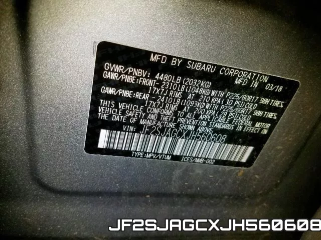 JF2SJAGCXJH560608 фото 2