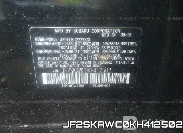 JF2SKAWC0KH412502 фото 8