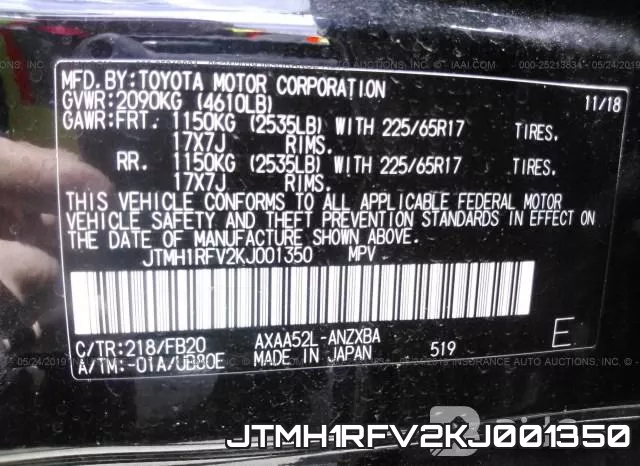 JTMH1RFV2KJ001350 фото 10