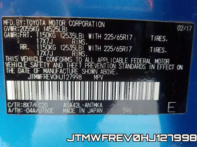 JTMWFREV0HJ127998 фото 2