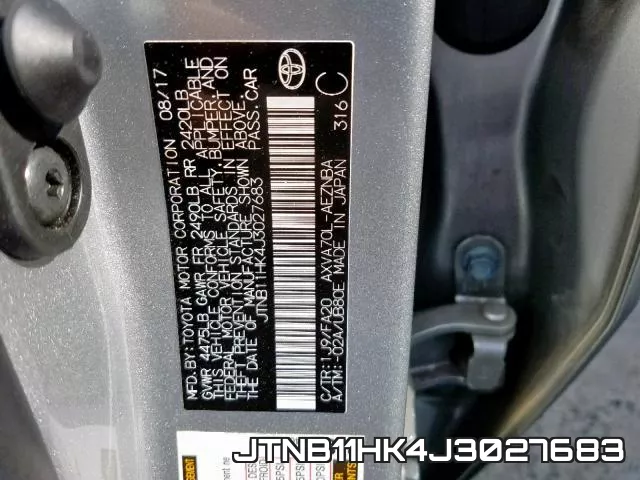 JTNB11HK4J3027683 фото 2