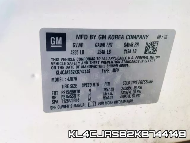 KL4CJASB2KB744148 фото 2