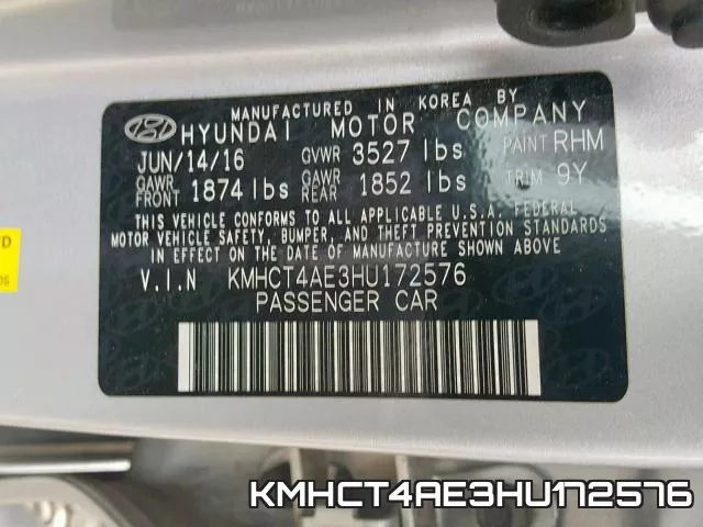 KMHCT4AE3HU172576 фото 2