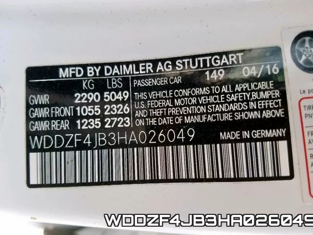 WDDZF4JB3HA026049 фото 2