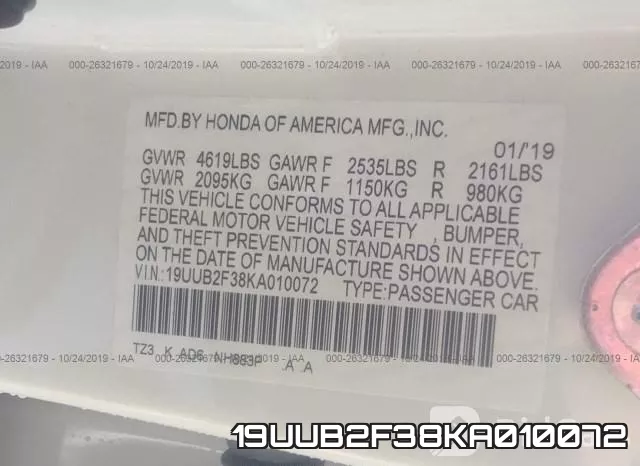 19UUB2F38KA010072 фото 10