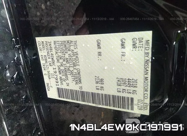 1N4BL4EW0KC197991 фото 9