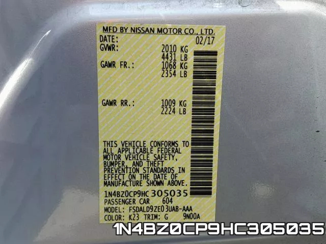 1N4BZ0CP9HC305035 фото 2