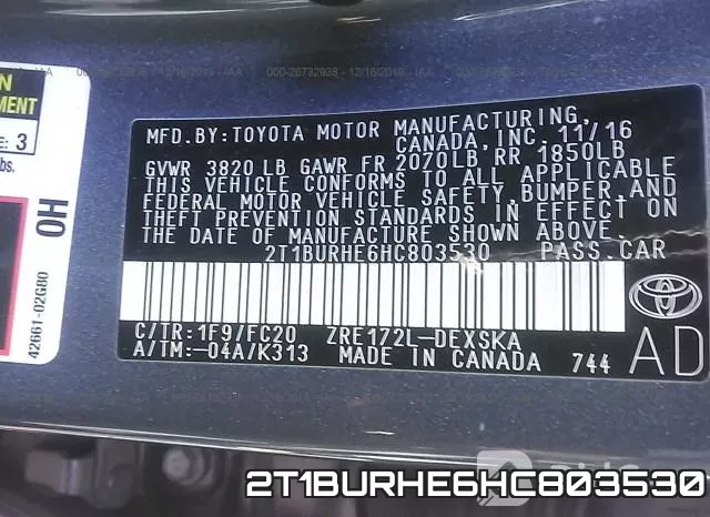 2T1BURHE6HC803530 фото 8