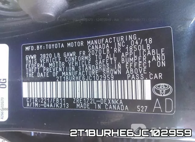 2T1BURHE6JC102959 фото 9