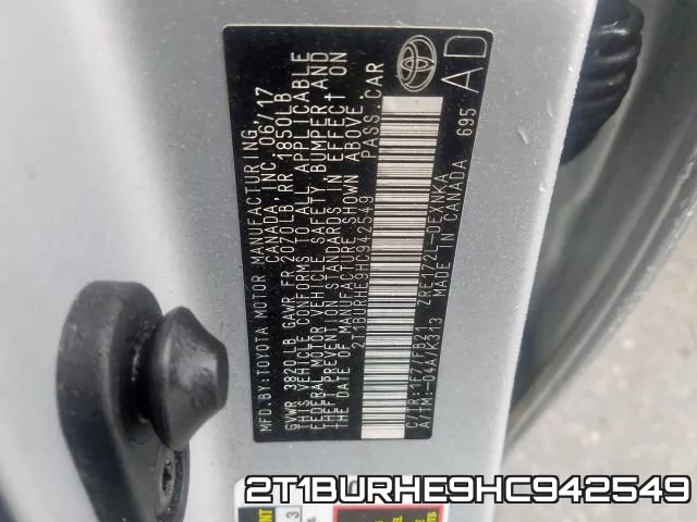 2T1BURHE9HC942549 фото 2