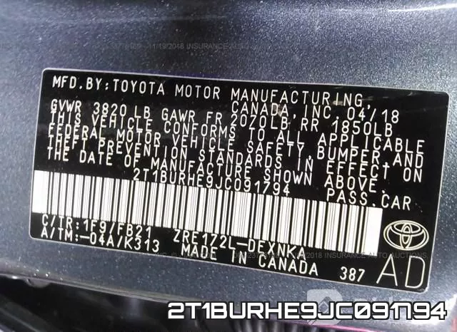 2T1BURHE9JC091794 фото 6