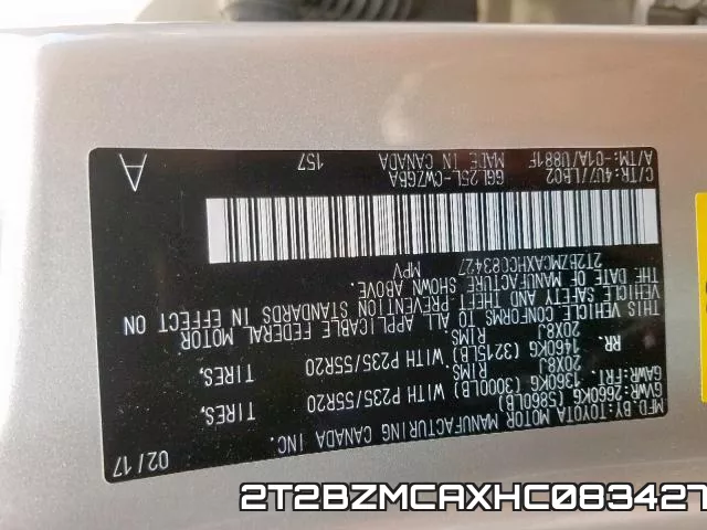 2T2BZMCAXHC083427 фото 2