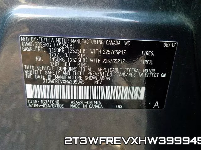2T3WFREVXHW399945 фото 2