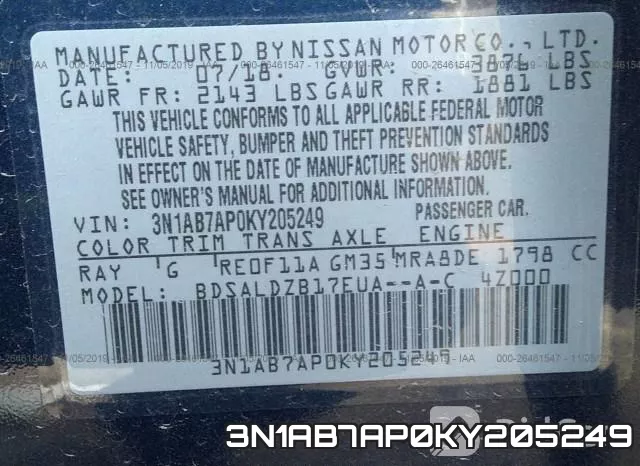 3N1AB7AP0KY205249 фото 9