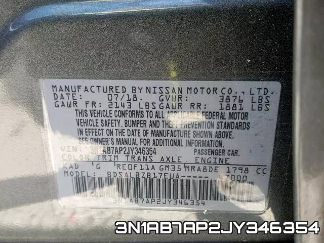 3N1AB7AP2JY346354 фото 2