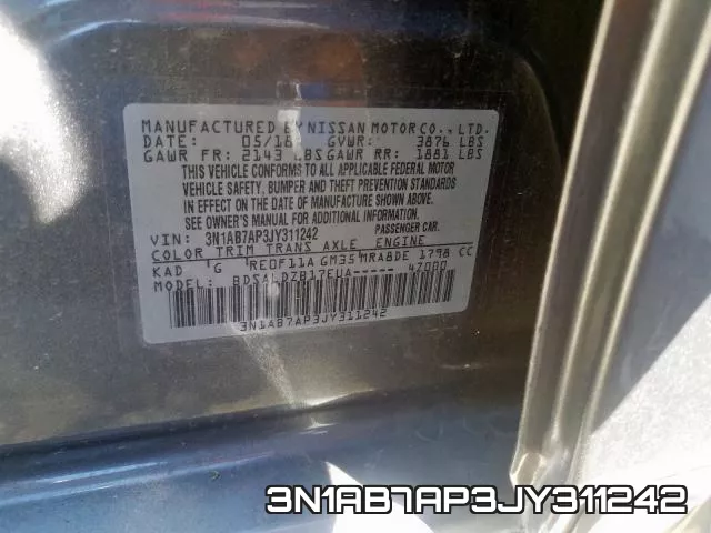 3N1AB7AP3JY311242 фото 2