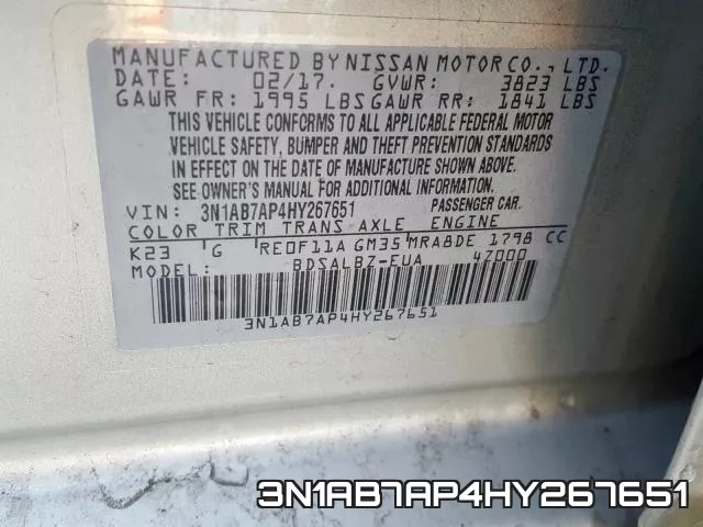 3N1AB7AP4HY267651 фото 2