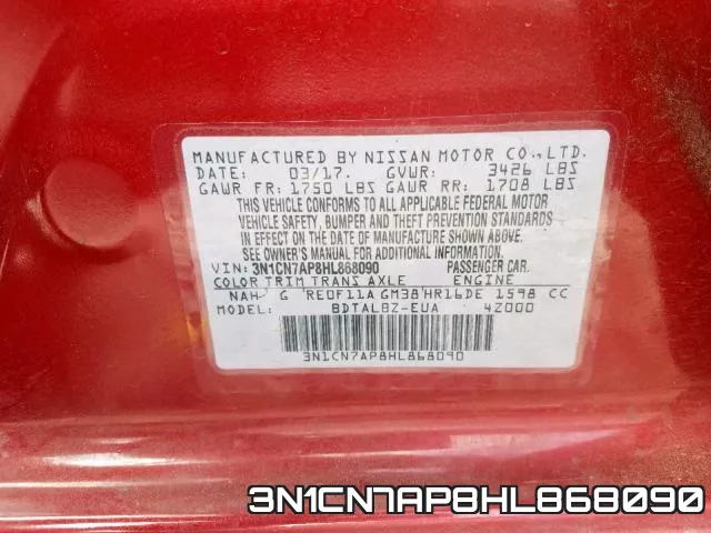 3N1CN7AP8HL868090 фото 2