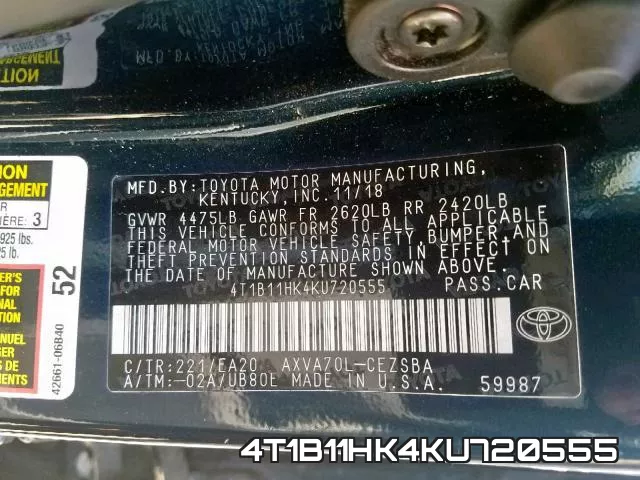 4T1B11HK4KU720555 фото 2