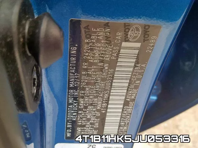 4T1B11HK5JU053316 фото 2