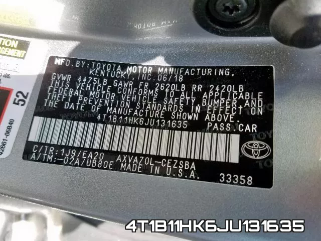 4T1B11HK6JU131635 фото 2