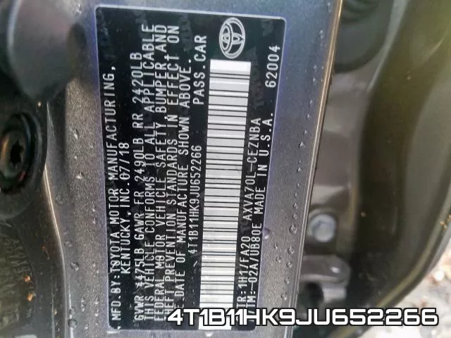 4T1B11HK9JU652266 фото 2