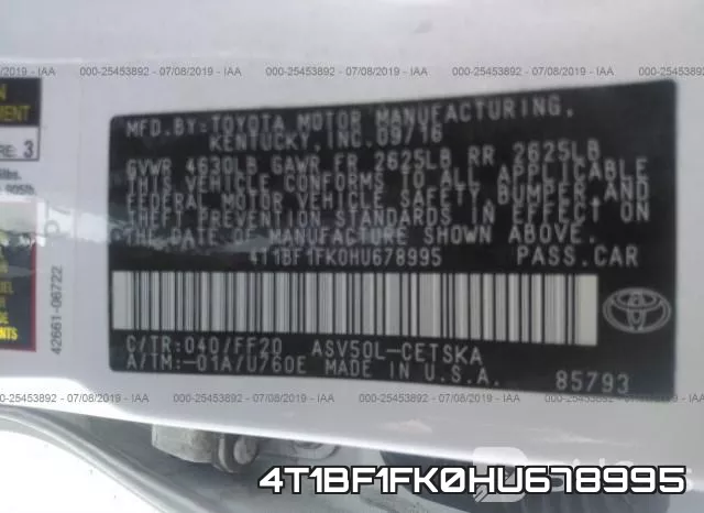 4T1BF1FK0HU678995 фото 10