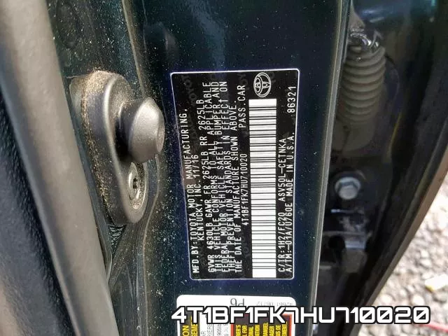 4T1BF1FK7HU710020 фото 2