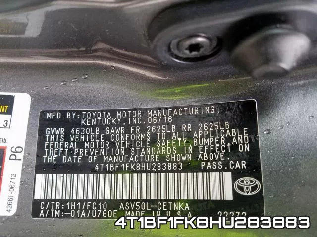 4T1BF1FK8HU283883 фото 2