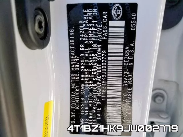4T1BZ1HK9JU002779 фото 2