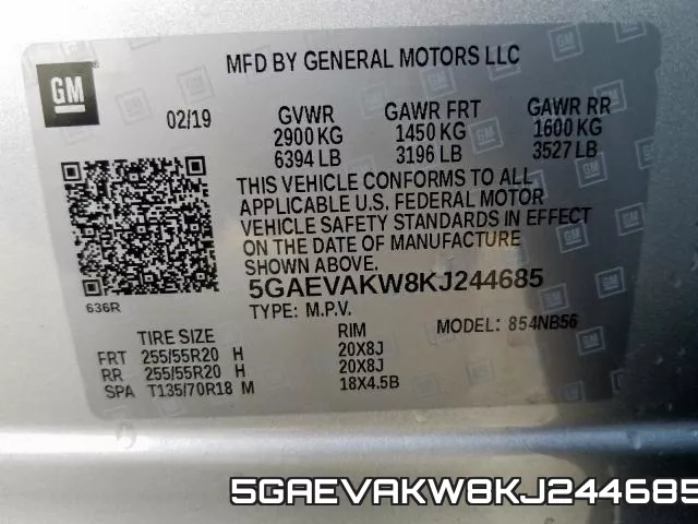 5GAEVAKW8KJ244685 фото 2