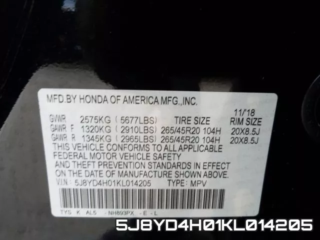 5J8YD4H01KL014205 фото 2