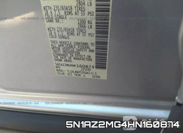5N1AZ2MG4HN160874 фото 8