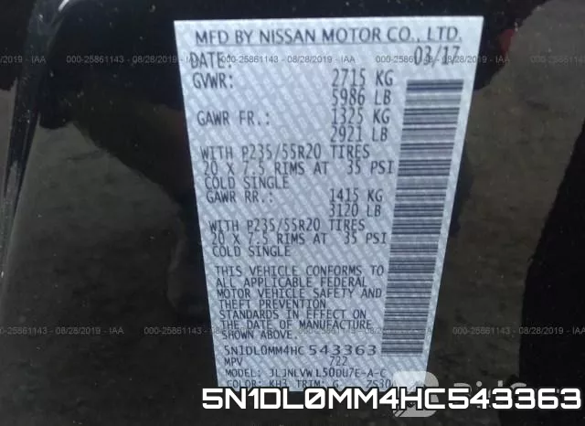 5N1DL0MM4HC543363 фото 9