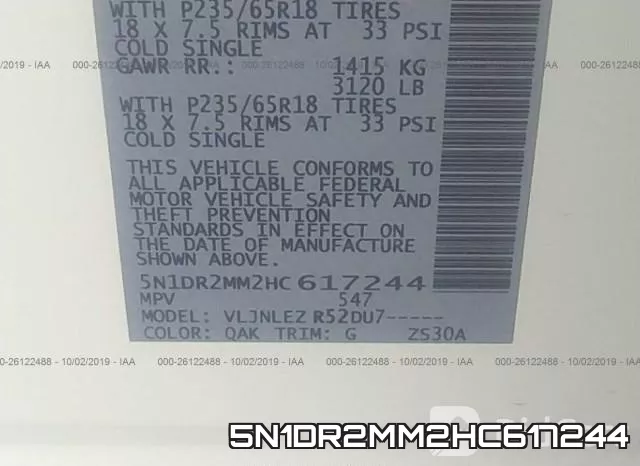 5N1DR2MM2HC617244 фото 9