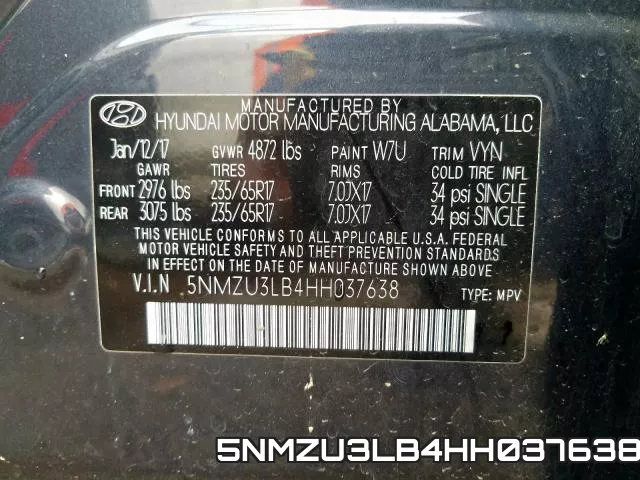 5NMZU3LB4HH037638 фото 2
