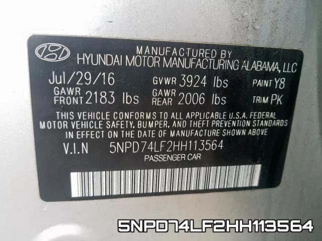 5NPD74LF2HH113564 фото 2