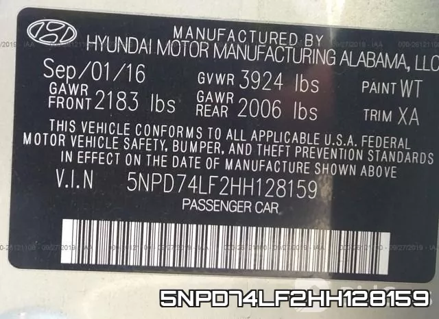 5NPD74LF2HH128159 фото 10