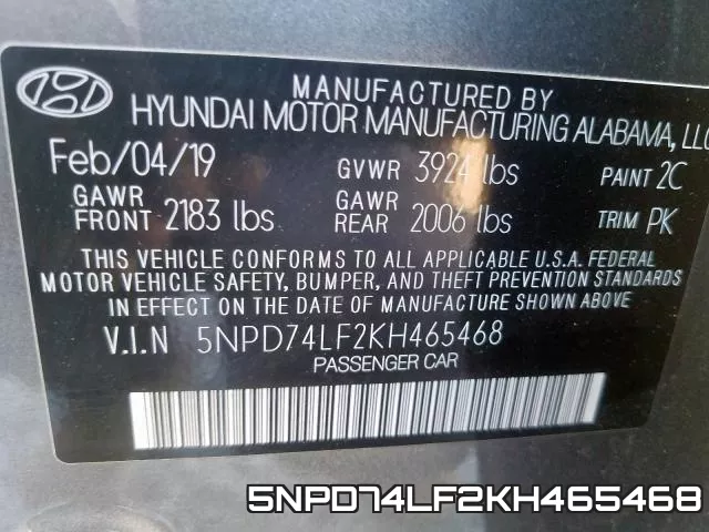 5NPD74LF2KH465468 фото 2