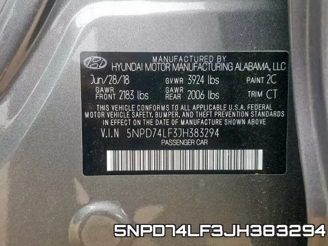 5NPD74LF3JH383294 фото 2