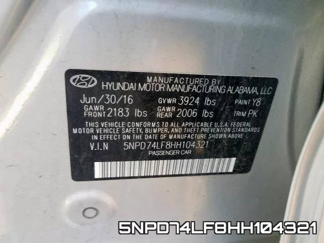 5NPD74LF8HH104321 фото 2