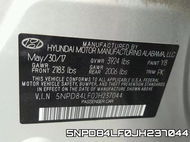 5NPD84LF0JH237044 фото 2