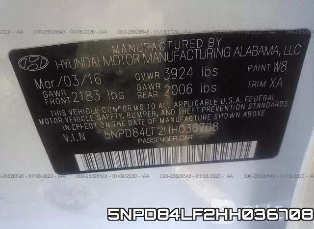 5NPD84LF2HH036708 фото 10